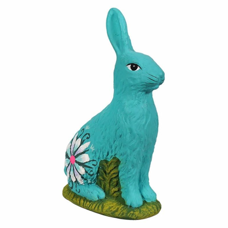 Sitting Hand Painted Turquoise Chocolate Bunny  |  Easter