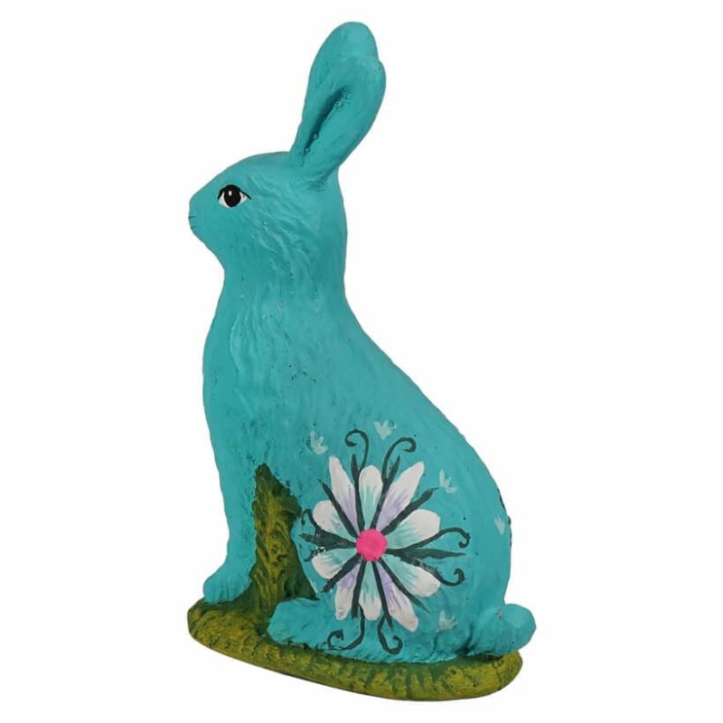 Sitting Hand Painted Turquoise Chocolate Bunny  |  Easter