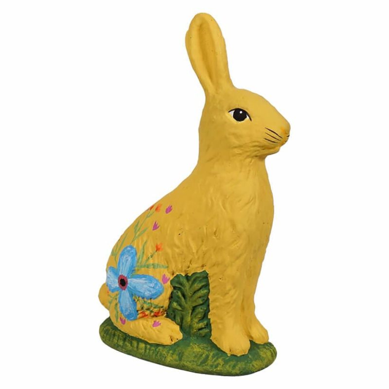 Sitting Hand Painted Yellow Chocolate Bunny  |  Easter