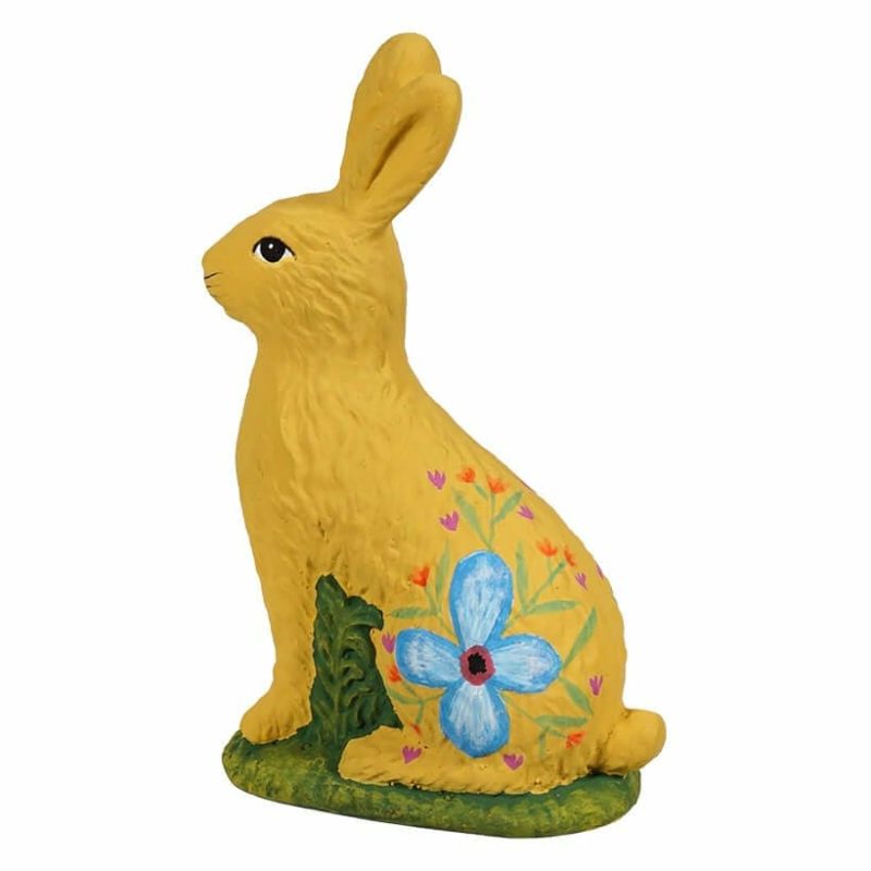 Sitting Hand Painted Yellow Chocolate Bunny  |  Easter