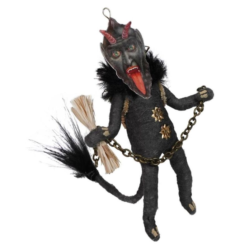 Spun Cotton Black Krampus Freestand Ornament  |  Halloween