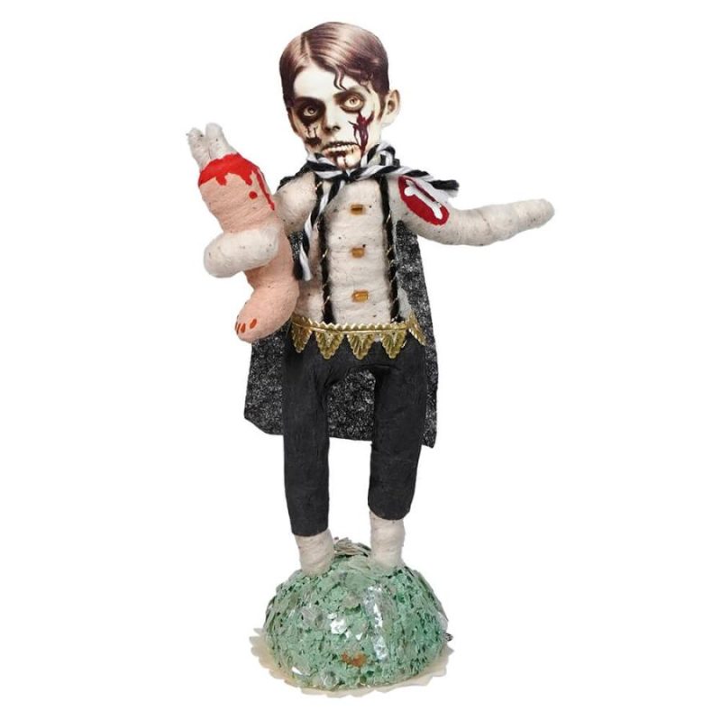 Spun Cotton Halloween Zombie Boy With Severed Leg Figure  |  Halloween