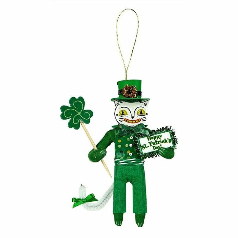 St. Patrick’s White Cat Boy Ornament – Traditions Exclusive  |  St. Patrick’s Day