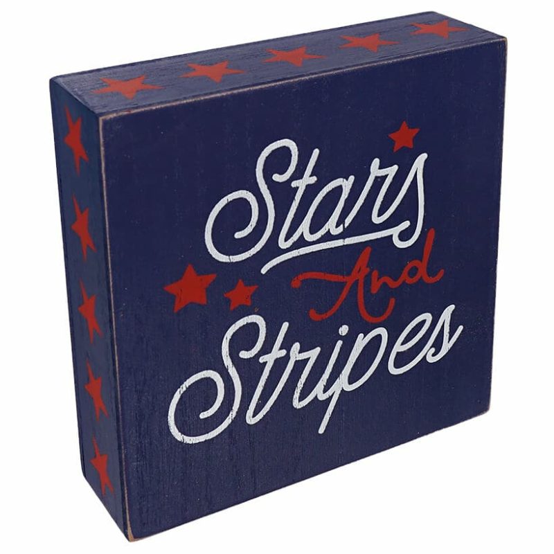 Stars And Stripes Americana Block Decor  |  Patriotic