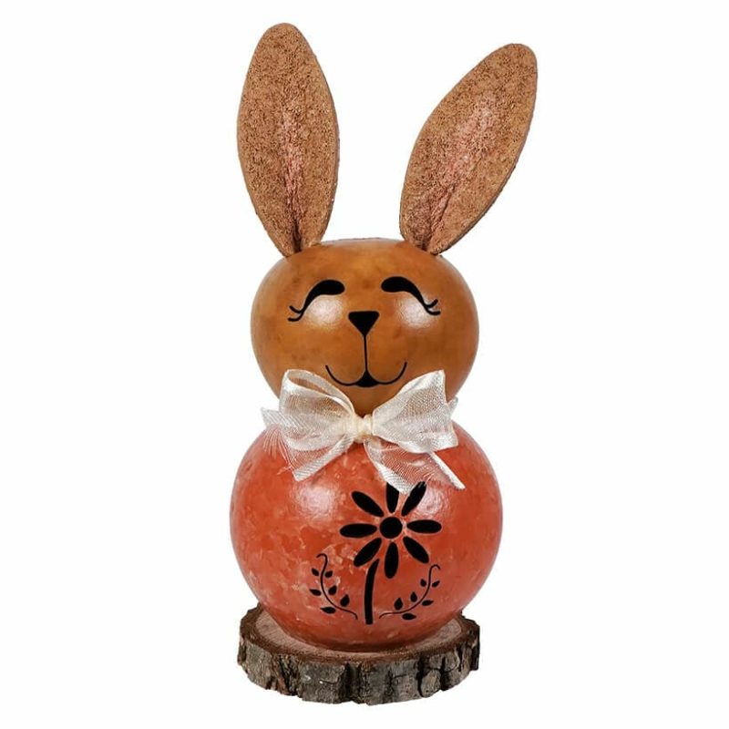 Tiny Orange Willow Bunny With Flower Cutout  |  Easter