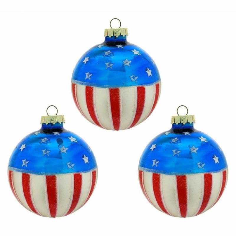 Usa Flag Ball Ornaments Box/3  |  Patriotic