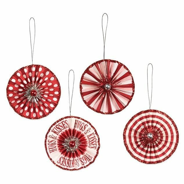 Valentine Rosette Ornaments Set/4  |  Valentine’s Day