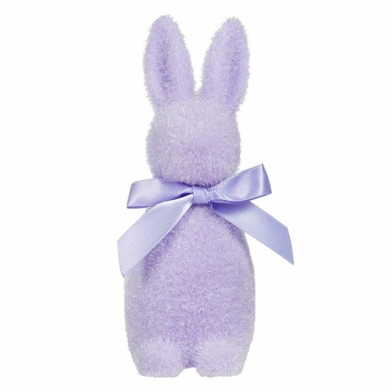 Violet Flocked Button Nose Bunny  |  Easter