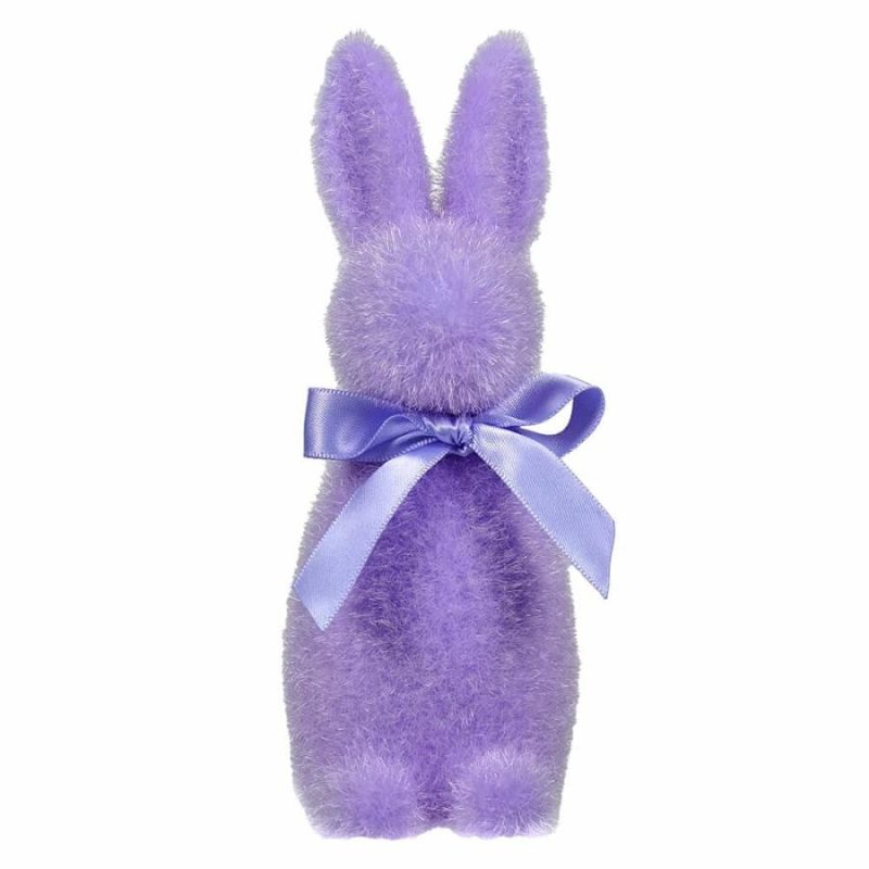 Violet Flocked Pastel Button Nose Bunny  |  Easter