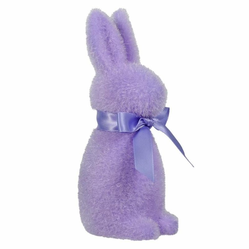 Violet Flocked Pastel Button Nose Bunny  |  Easter