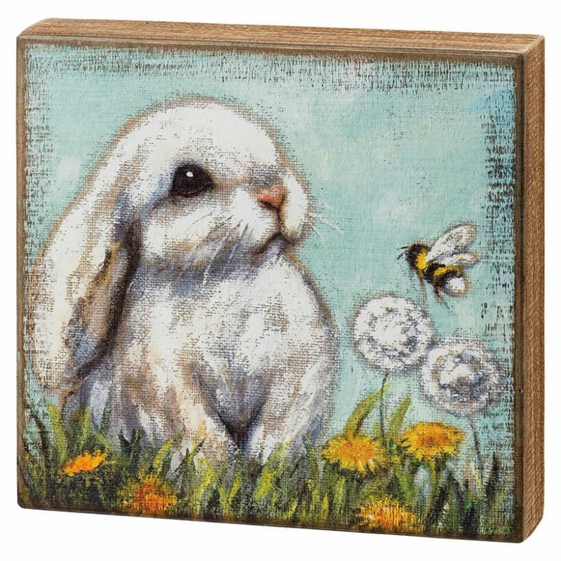 White Bunny Box Sign  |  Easter