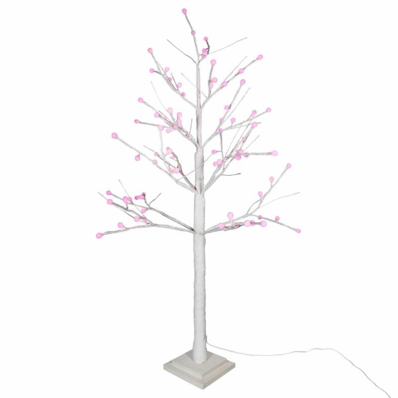 White Display Tree With Pink Globe Lights  |  Easter