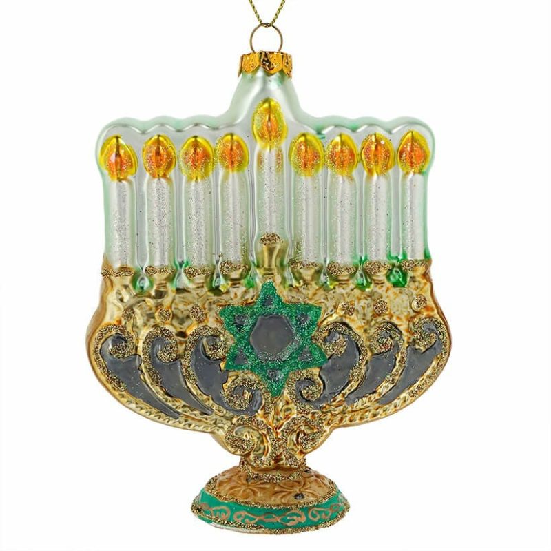 White Menorah Ornament  |  Hanukkah