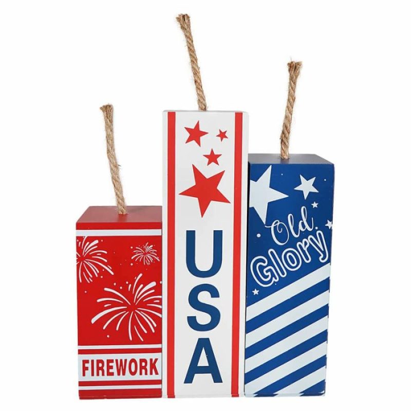 Wood Americana Firework Blocks Set/3  |  Patriotic