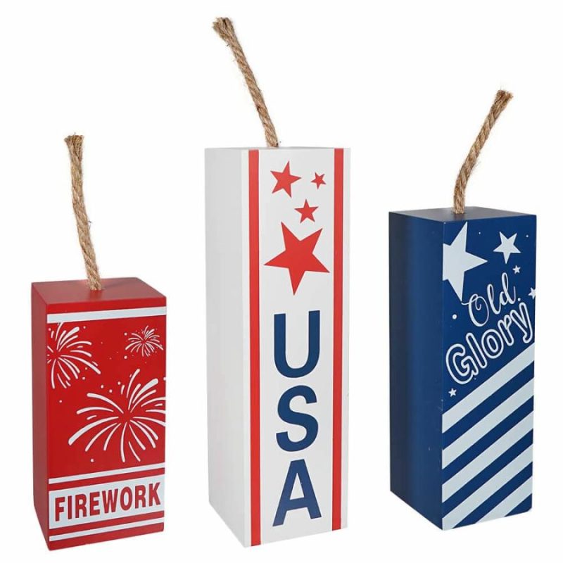 Wood Americana Firework Blocks Set/3  |  Patriotic