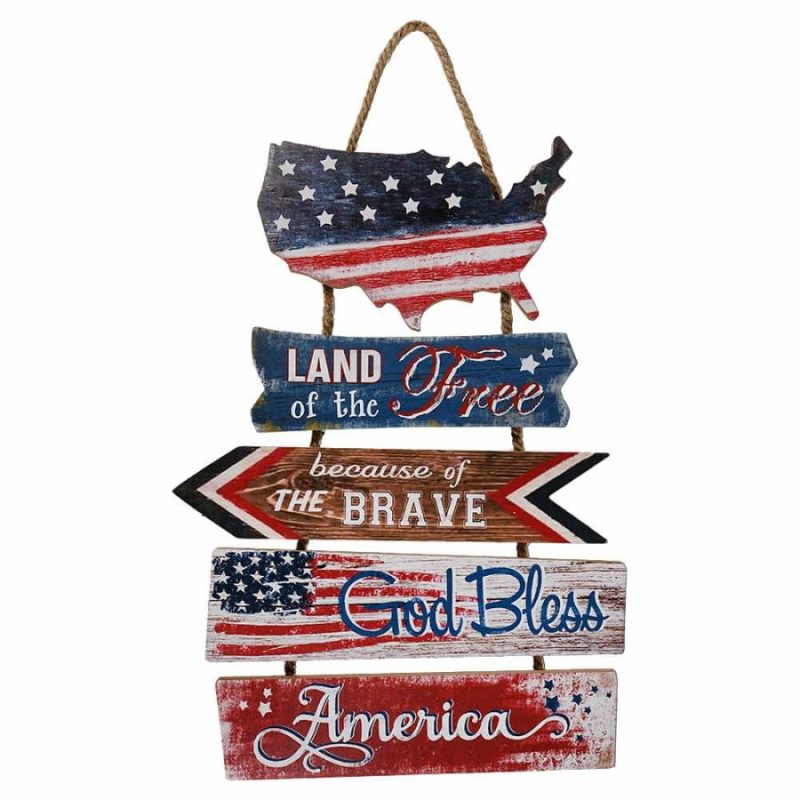 Wood Americana U.S.A Wall Hanging Sign  |  Patriotic