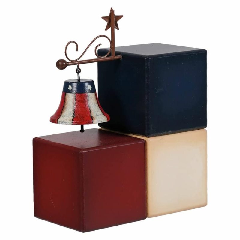 Wood & Metal Americana U.S.A Blocks With Bell  |  Patriotic