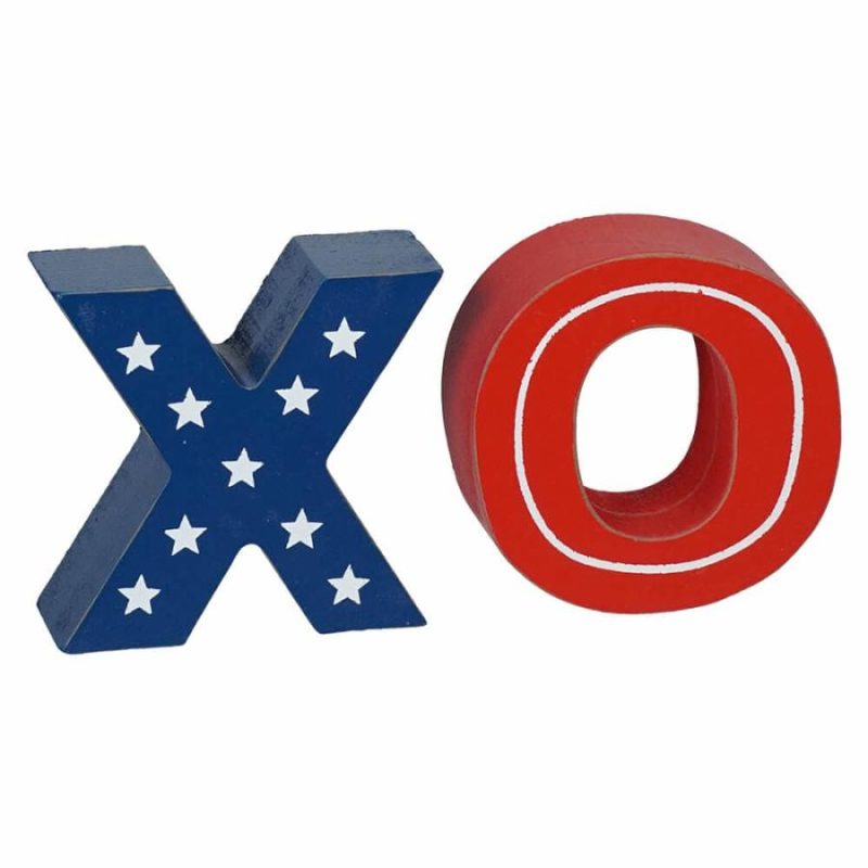 Wooden Patriotic Tabletop Tic-Tac-Toe Game S/10  |  Patriotic