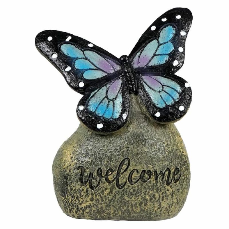 Blue Butterfly On “Welcome” Stone  |  Easter