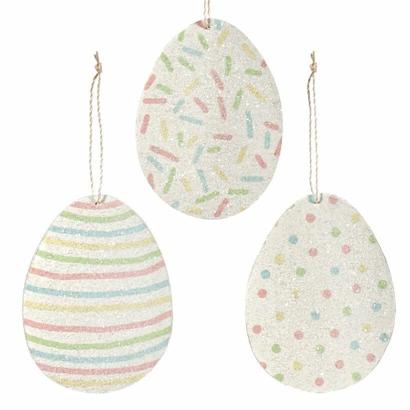 Confetti Pressed Paper Egg Ornaments Set/3  |  Easter