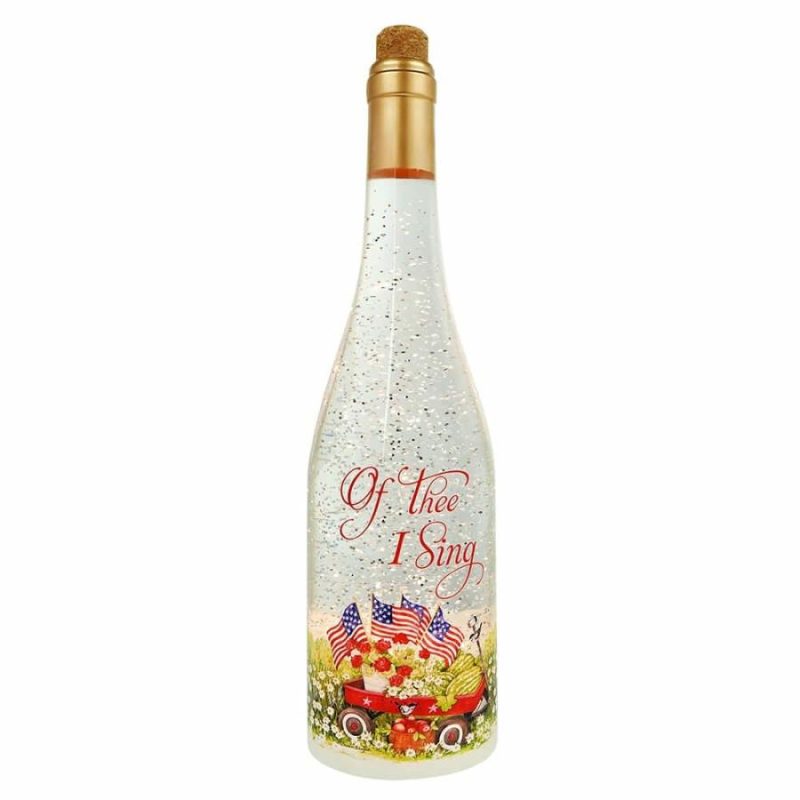 Of Thee I Sing Lighted Wine Bottle Water Lantern  |  Patriotic