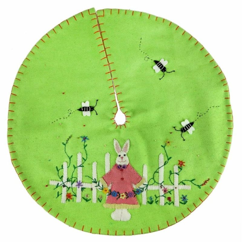 Lime Green Tree Skirt With Bunny  |  Easter