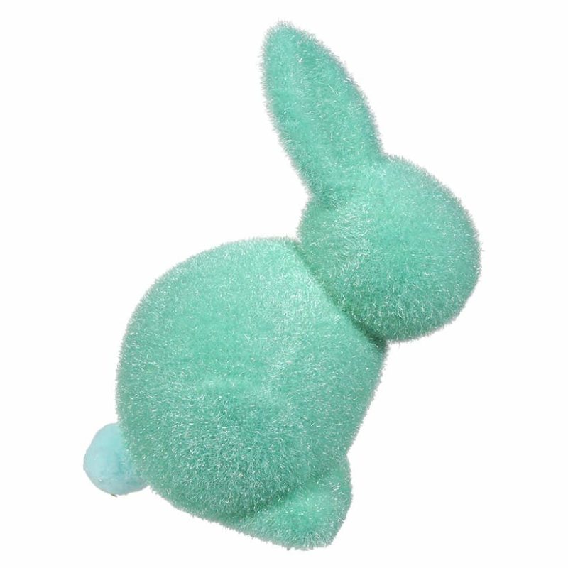 Pastel Green Flocked Seated Bunny  |  Easter