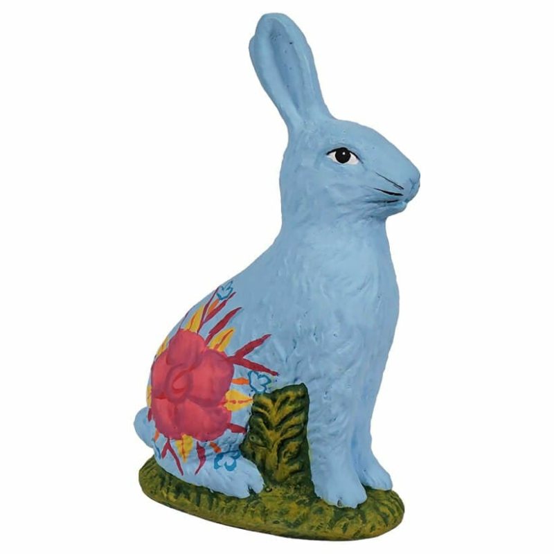 Sitting Hand Painted Light Blue Chocolate Bunny  |  Easter