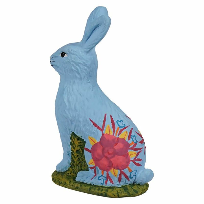 Sitting Hand Painted Light Blue Chocolate Bunny  |  Easter