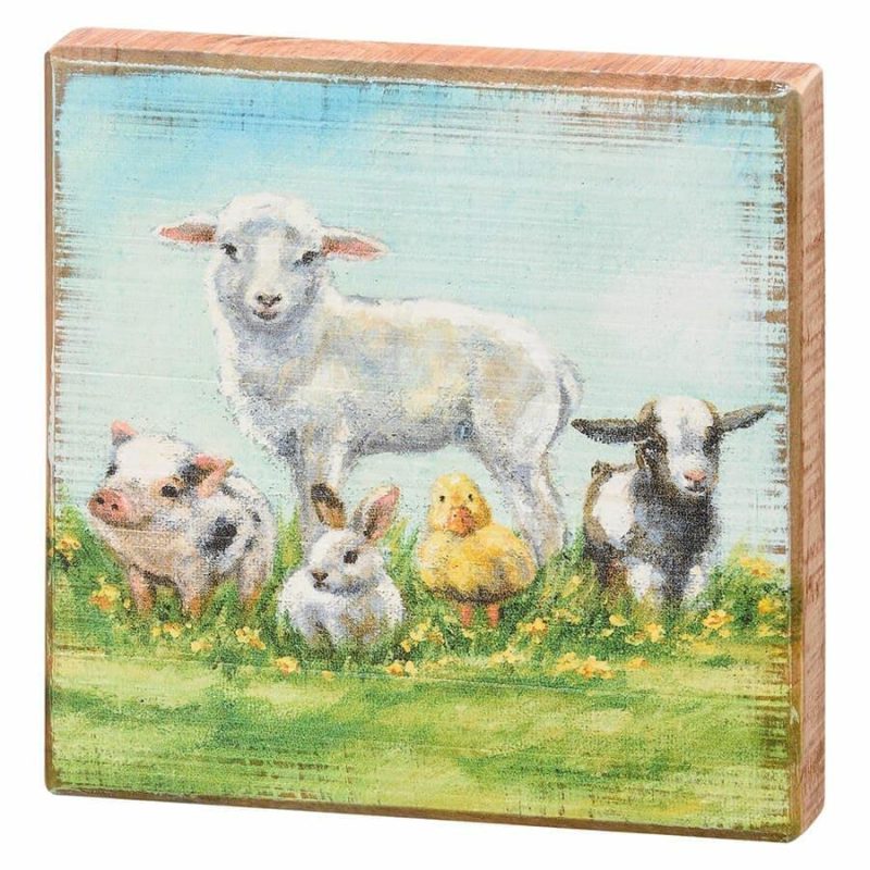 Young Farm Friends Block Sign  |  Easter